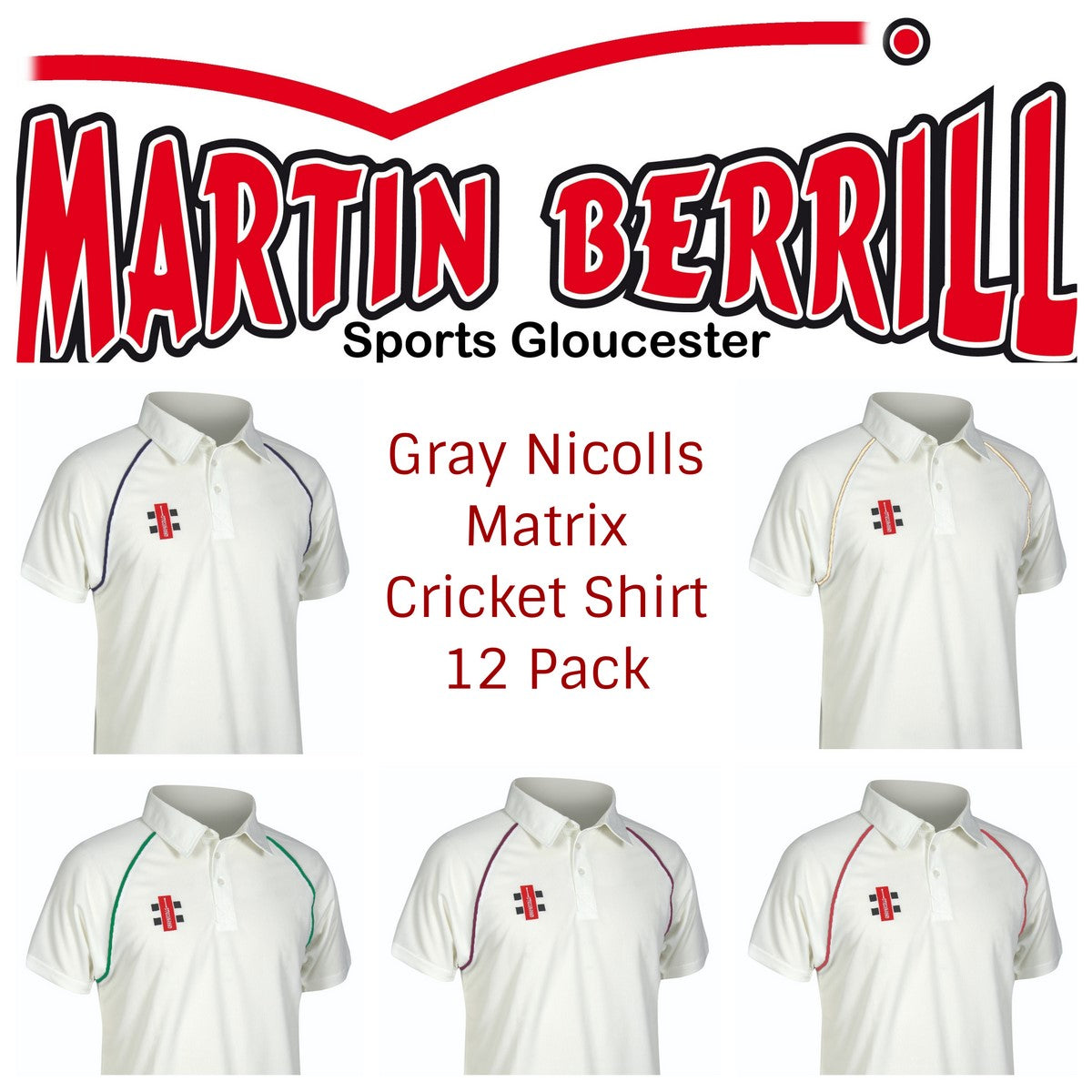 Gray Nicolls Matrix Cricket Shirt 12 Pack with Logo