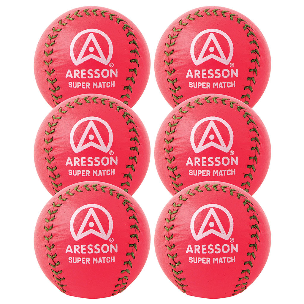 Aresson Super Match Rounders Ball 6 Pack (Pink)